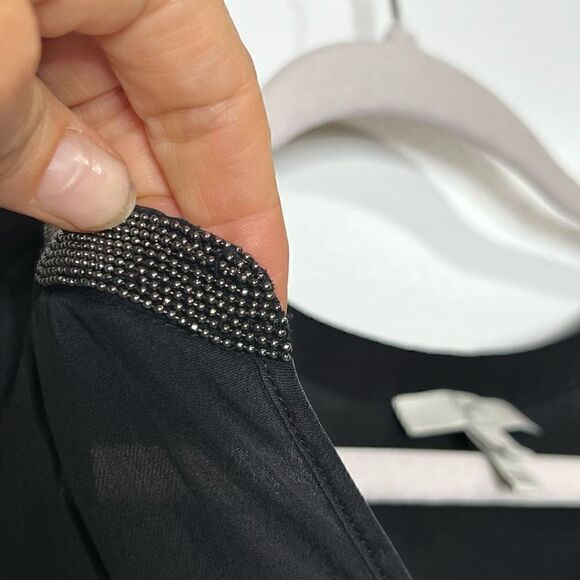 Joie Black Silk Beaded Neckline Long-sleeve Blouse - Picture 5 of 10